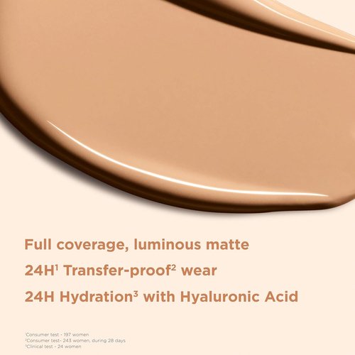 Clarins Skin Illusion Foundation - Longwear Full Coverage with Luminous Matte Finish | 24H Hydration & Hold | 1 Fl Oz