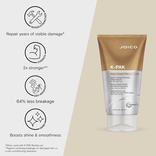 Joico K-PAK Reconstructor Treatment - Deep-Penetrating Formula for Severely Damaged Hair | Repair & Strengthen Strands with Keratin & Arginine