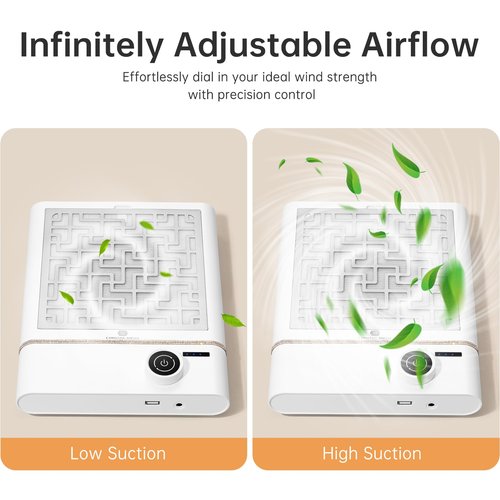 CHRISTINE SHELLY Nail Dust Collector, Bling Diamond Cordless Rechargeable 5000RPM Vacuum Nail Tech Fan Extractor, 12000mAh Professional Nail Duster Suction, Low Noise, Salon&Home