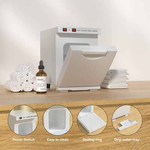 VERYTOP Towel Warmer 5L-White, 2-in-1 Professional Mini Small Hot Towel Warmer for Spa, Facial Towel Cabinet for Solo Estheticians, Small Salons & Home Spa (Fits 10-15 Towels)