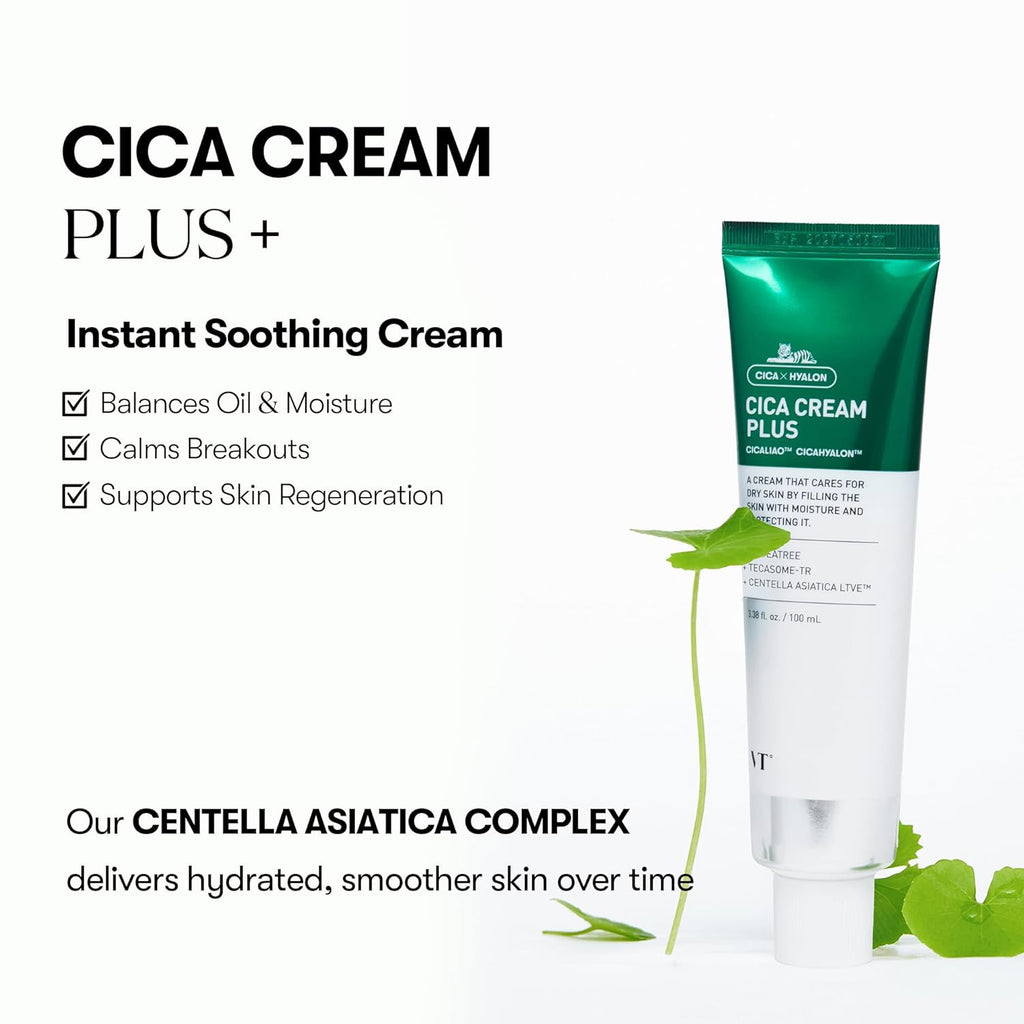 VT COSMETICS Cica Cream Plus - Hydrating & Calming Face Moisturizer with Centella Asiatica | Lightweight Soothing Cream for All Skin Types