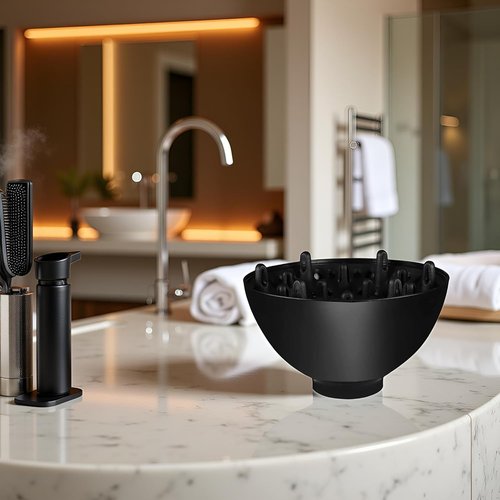 Skiennix Hair Diffuser - Universal Blow Dryer Attachment for Curly Hair Care | Black