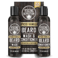 Viking Revolution Beard Wash and Beard Conditioner for Men with Argan Oil and Jojoba Oil - Beard Softener and Strengthener Beard Care Beard Shampoo and Conditioner with Beard Oil (5oz, Spiced Vanilla)