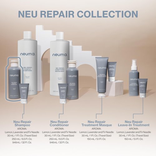 Neuma Neu Repair Shampoo 8.5 Fl. Oz. Sulfate Free Shampoo for Damaged Hair - Revitalizes, Cleanses, Fortifies, and Reduces Breakage, Lemon, Lavender & Fir Needle Scent