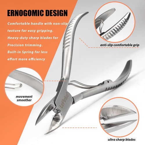 Heavy Duty Podiatrist Toenail Clippers for Thick and Ingrown Nails, Hand Forged Stainless Steel Toe Nail Clippers for Men Women Seniors