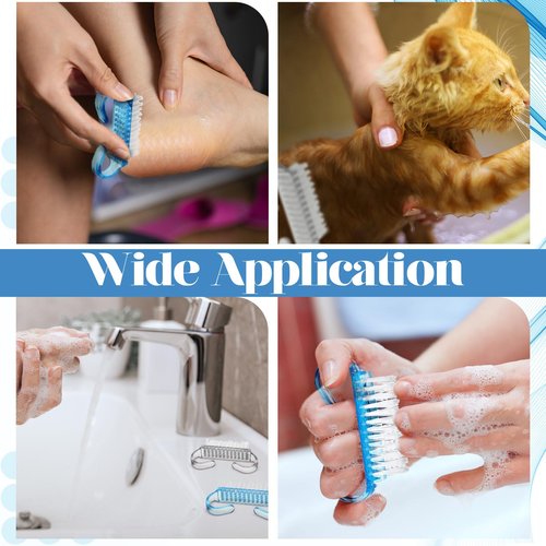 Bokon 400 Pcs Handle Grip Nail Brush Bulk Fingernail Scrub Brush for Toes and Nails Cleaner, Pedicure Scrubbing Tool Kit for Men and Women(Blue and White)
