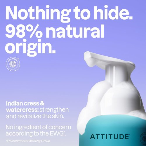 ATTITUDE Foaming Hand Soap - EWG Verified, Vegan & Cruelty-Free, Unscented, 10 Fl Oz