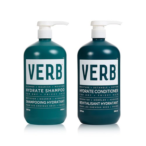 VERB Hydrate Shampoo & Conditioner Duo - Nourishing Formula for Smooth, Frizz-Free Hair - Amber & Warm Jasmine Scent