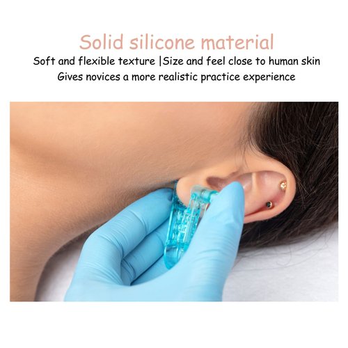 Dioche 1 Pair Silicone Ear Model Piercing Practice Model Silicone Ear Model Ear Body Part Kit for Earrings Display Ear Piercing Exercise (Light Skin Color)