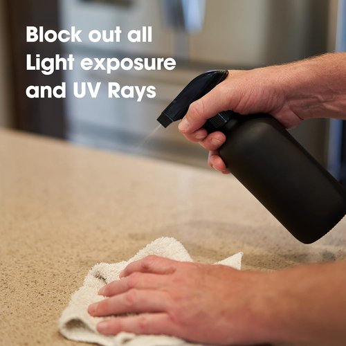 Boston Round Glass Bottles - 16oz Reusable Spray & Soap Dispenser Set of 2 | Black