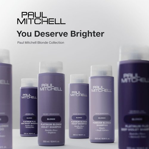Paul Mitchell Platinum Plus Deep Violet Shampoo - Banish Brass & Intensely Tone Blonde, Highlighted, Gray, or Silver Hair