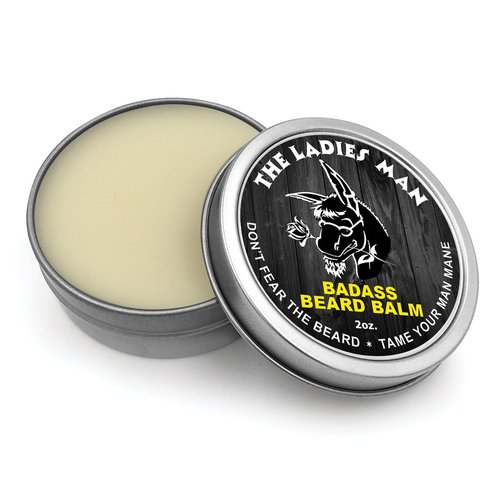 Badass Beard Care Beard Balm - The Ladies Man Scent | All-Natural, 2 Ounce - Soften Hair & Hydrate Skin