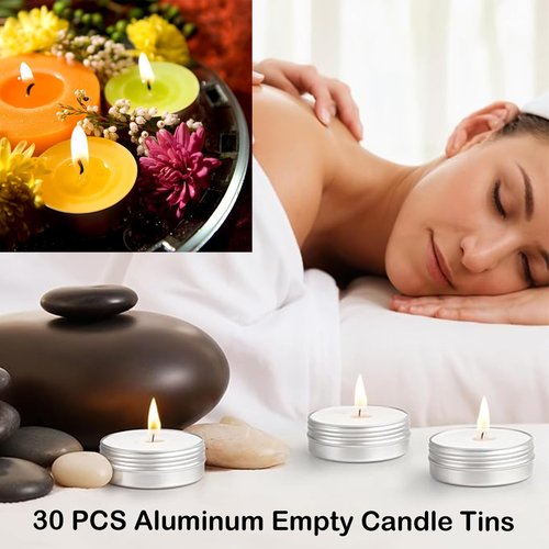 30Pack Aluminum Tin Jars, 2 Oz Tins with Lids Cosmetic Jars, 60ml Screw Top Tin Aluminum Tin Cans Screw Top Metal Tins Small Travel Containers for Creams Lip Balm Containers(2 Oz/60ml)
