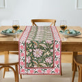 Cotton Hand Block Print Table Runner - Hunter Green 16x70 Inches