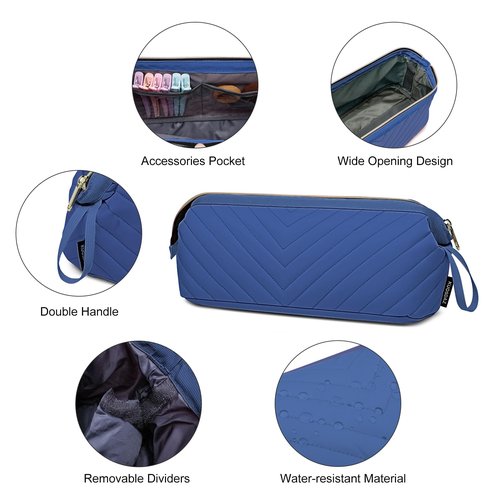 Kuosdaz Hair Tools Travel Bag for Shark Flexstyle Dyson, Quilted Case Organizer Bag, Gift for Women Hair Accessories Storage Bag, Travel Hairdryer Portable Bag for Women, Blue