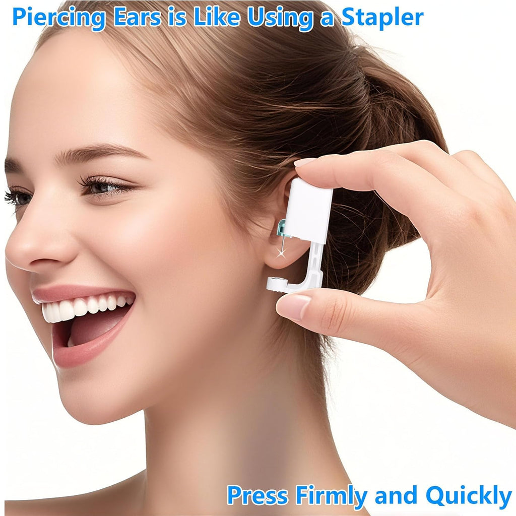 YINPAD 2 psc Ear Piercing Kit, Disposable ear piercing gun tool, pre-installed with gold 3mm pea earrings, at Home Self Piercing Kit (Little golden ball)
