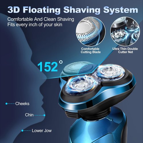 Electric Razor for Men, Shaver for Men Face,Waterproof Wet Dry Electric Shavers LED Display Cordless with Rechargeable Nose Hair Trimmer and Beard Trimmer,Prtable Travel Men's Razors