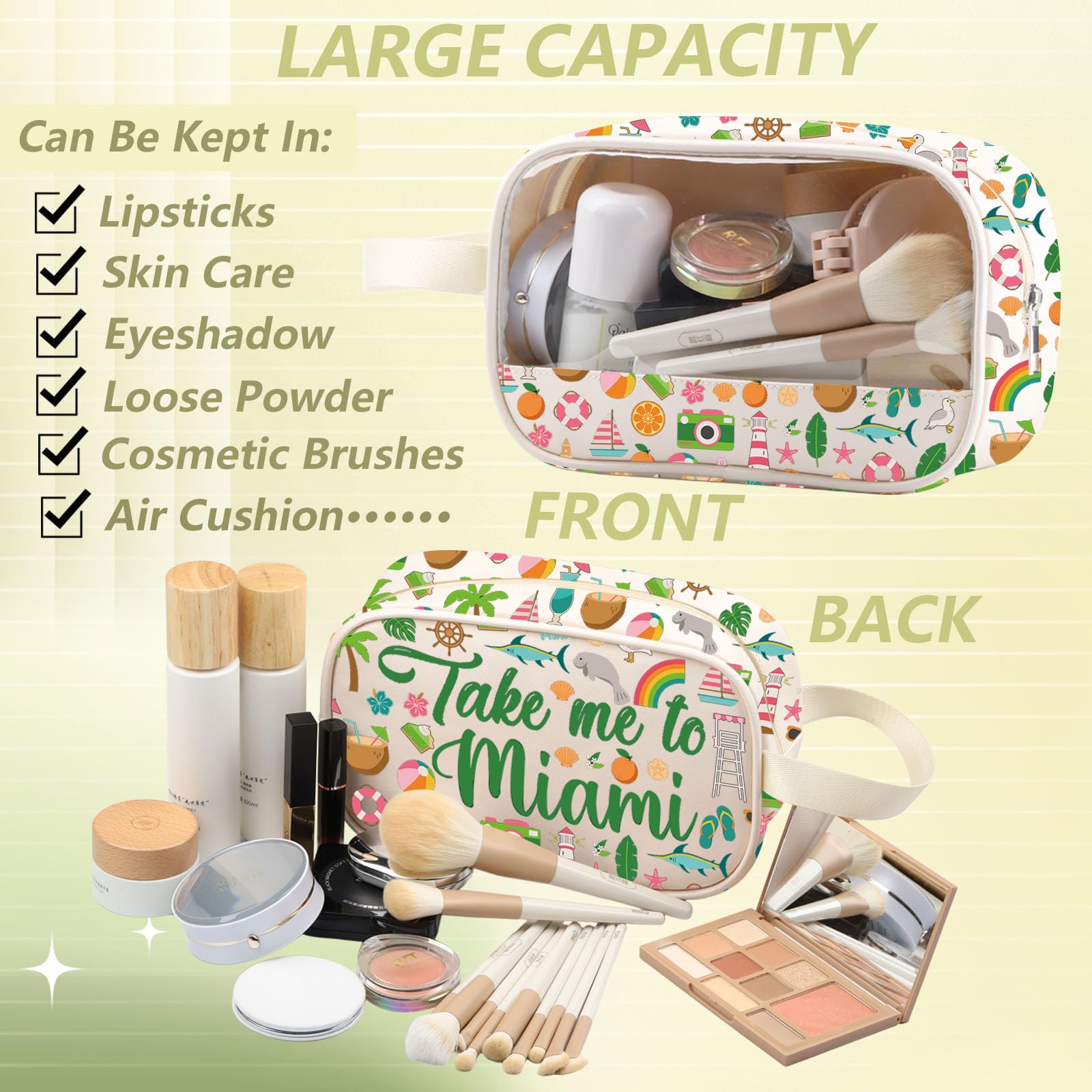 WZMPA Miami Florida Travel Cosmetic Bag Miami Souvenir Gifts Take Me To Miam Zipper Pouch Bag Miami City Trip Gift (To Miami -CMB)