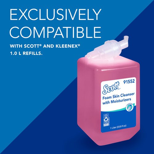 Bundle of Scott® Foam Hand Soap with Moisturizers, 1.0 L Pink, Floral Scent Refills + Scott Essential Manual Skin Care Dispenser, Black) Starter Kit
