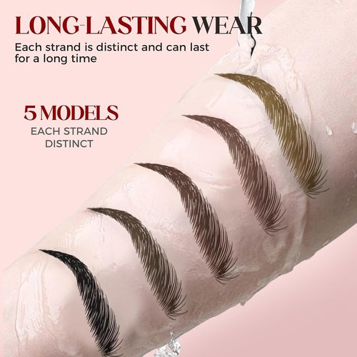 Skiennix Microblading Eyebrow Pen - Waterproof 4-Tip 3D Pencil for Long-Lasting, Natural Look (Black)