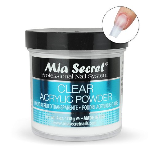 Mia Secret Clear Acrylic Powder - Professional Quality 4oz for Nail Enhancements