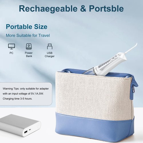 Froomer Cordless Water Flosser – Rechargeable Portable Electric Water Flosser for Teeth, Braces, 5 Modes, IPX7 Waterproof, Travel Friendly, 300ml, White