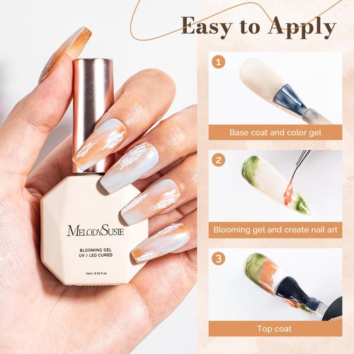MelodySusie 2PCS Clear Blooming Gel for Nail Design, Marble Watercolor UV Gel Nail Polish, Spreading Effect Sheer Painting Gel Nail Art Supplies, Nail Salon Manicure at Home for Women, 0.53 Fl Oz