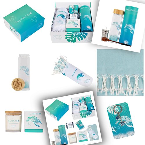 Holiday Birthday Bridesmaid Graduation 7 Piece Gift Set | Gifts for Women | Hand Picked Beautifully Packaged | Luxury Spa Gift Featuring Naples Soap Company | Tranquil Vibes Tribe™