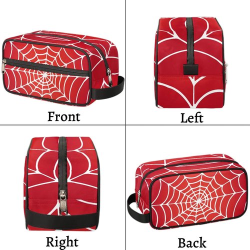 LLCXCSI Travel Toiletry Bag for Boys Kids, Red Spider Web Waterproof Hanging Dopp Kit for Men, Shaving Bag with Large Capacity for Travel, Sports, Shower