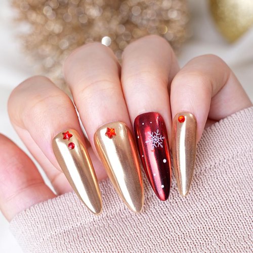 Pretty Diva Chrome Nail Powder - Champagne Gold Mirror Effect Nail Chrome Powders, Highlight Metallic Chrome Powder for Nail Art Pigment Chrome Powder for Nails (Champagne, 1g)