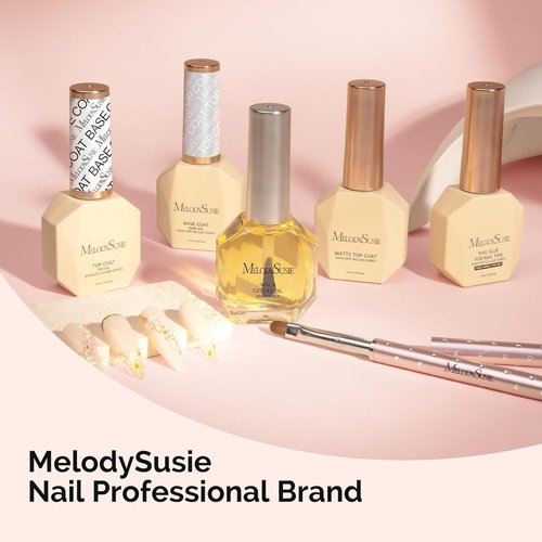 MelodySusie Top Coat & Base Coat Set - No Wipe Glossy Finish, Long Lasting Shine | 2 Pcs 15ml Clear Nail Polish