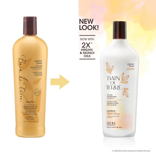 Bain de Terre Color Preserving Shampoo & Conditioner Set - Passion Flower | Protects Color-Treated Hair | Paraben-Free | 13.5 Fl Oz