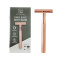 Zero Waste MVMT Single Blade Safety Razor for Men & Women (Rose) Premium Aluminum Handle, Reusable & Plastic-Free – Smooth, Close Shave with Less Irritation – With 10x Blades & Travel Bag - Rose Gold