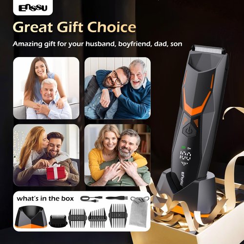 Manscape Body Hair Trimmer for Men with LED Light for Balls/Pubic/Groin/Legs/Chest, IPX7 Waterproof Body Groomer with Ceramic Blade, Fast Charging Shaver for Wet or Dry Use