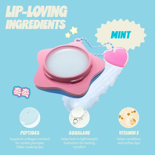 The Crème Shop Plush Pout Lip Butter Balm Key Chain Charm | Hydrating Korean Formula with Peptides & Squalane - Mint