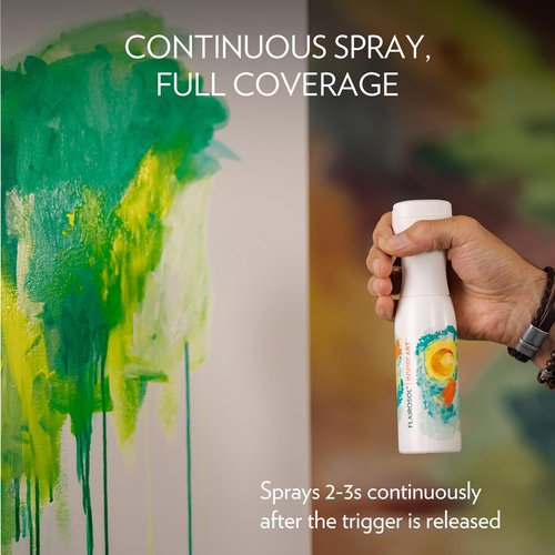 FLAIROSOL InspireArt, Continuous Spray Bottle - Ultra Fine Mist Water Sprayer for Hairstyling, Cleaning, Arts & Crafts, Versatile Spray Bottle, Patented Technology, 6.8 OZ (White Bottle, Green Print)