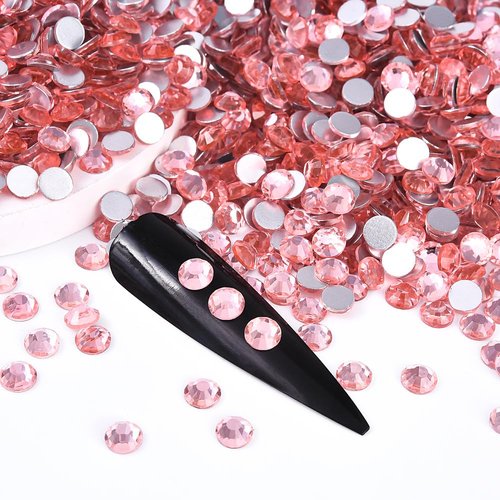 Blinginbox 288 Pieces SS30/6.4-6.6mm Flat Back Crystal Rhinestones Round Gems for Nail ArtPeach Pink