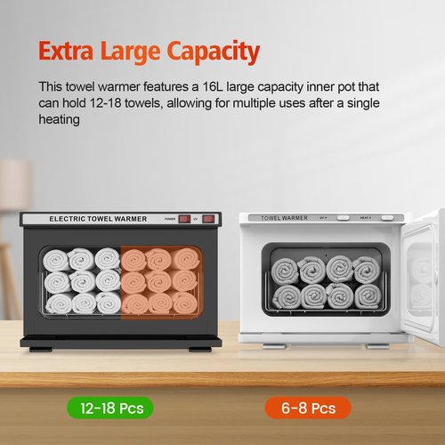 StateRiver Towel Warmer Cabinet, 16L Professional Hot Towel Warmer Heating Use for SPA, Massage, Salon, Barber and Home - Black