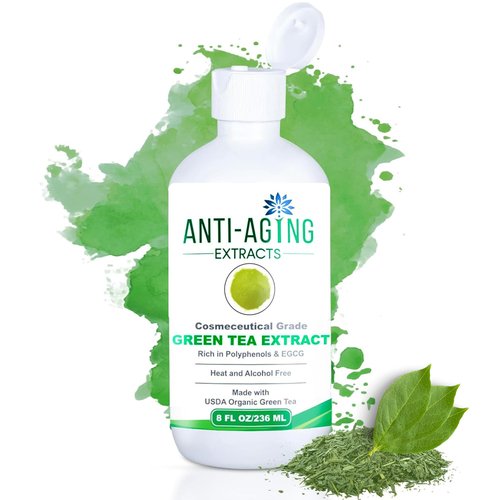 Pure Green Tea Extract for Skin and Hair – Cold-Processed Antioxidant, Polyphenol & EGCG Serum with USDA Organic Leaves – Natural - Alcohol-Free - 8 fl oz