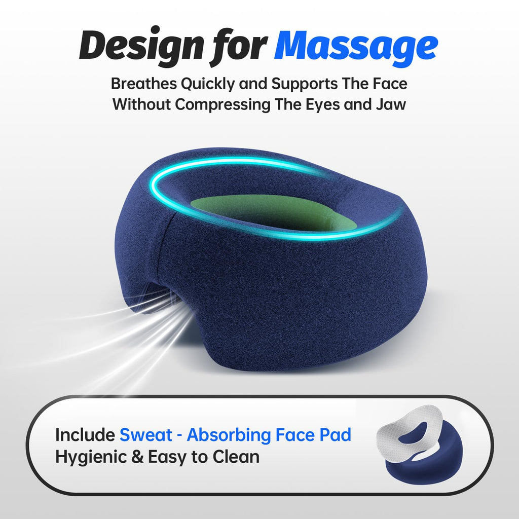Xiaomubiao Face Down Pillow - Comfortable Massage Headrest for Stomach Sleeping | Navy Blue, Removable Cover