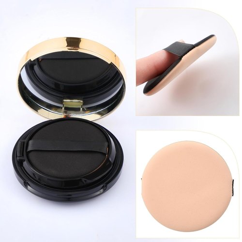 Patelai 7 Pcs Black Makeup Sponge Holder - Portable Refillable Foundation Container with Extra Sponges & Mirror