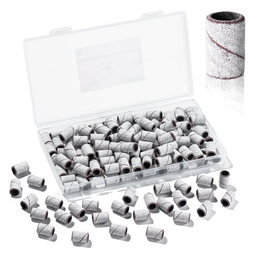 Makartt Sanding Bands for Nail Drill - 100 Pcs Nail File Sanding Bands for Drill Bits #240 Medium Grits for Acrylic Nails Gel Removing and Shaping, Upgrade Thicker Durable Sanding Drill Bit, White