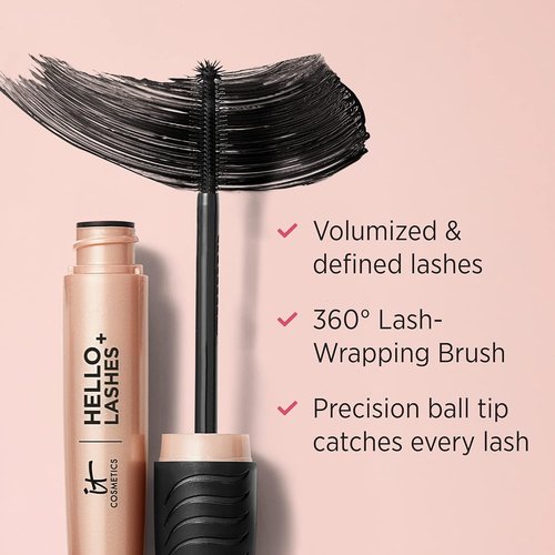 IT Cosmetics Hello Lashes+ Volumizing Mascara & Lash Serum - Easy Removal Formula with Biotin & Oils - 0.28 fl oz