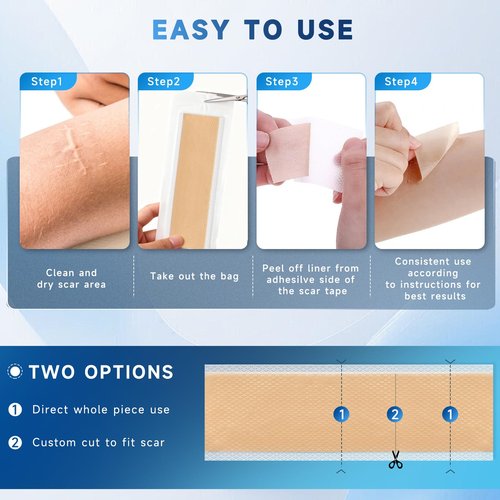 Rvlaim Silicone Scar Sheets, Silicone Scar Tape(5.7” x 1.57” 10 Pcs), Silicone Scar Sheets for Surgical Scars, Keloid Bump Removal, Stretch Marks Removal, C-Section, Burn et