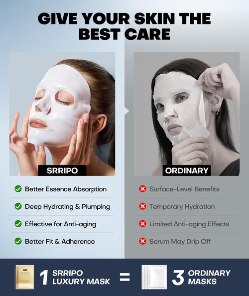 Radiant Glow Collagen Face Mask - Real Deep Overnight Face Masks Skincare with Hyaluronic Acid, Galactomyces Ferment & Vitamin E, Facial Mask for Hydrating, Firming, Plumping & Anti-Aging - 34g x 5ea