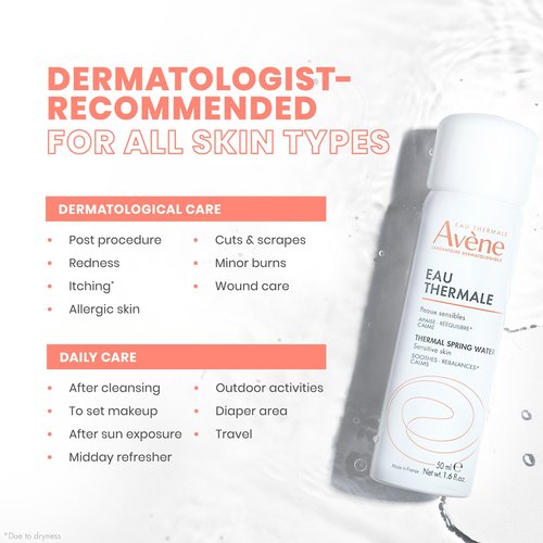 Avène Thermal Spring Water, Soothing Calming Facial Mist Spray for Sensitive Skin, Soothes, Softens + Calms Skin, Formulated with Mineral & Biological Properties