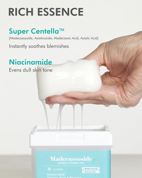 DERMAL Madecassoside Blemish Control Toner Pads 120 Count – CICA Centella Niacinamide PHA for Dark Spots & Uneven Tone – Vegan Gauze Tencel Pads with Tweezers (Korean Skincare)