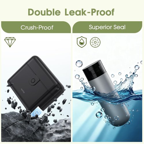 HUITAI Travel Bottles with Case, 4x2oz TSA Approved, Leak-Proof, Press to Unlock, Compact & Portable Travel Toiletries (Black)