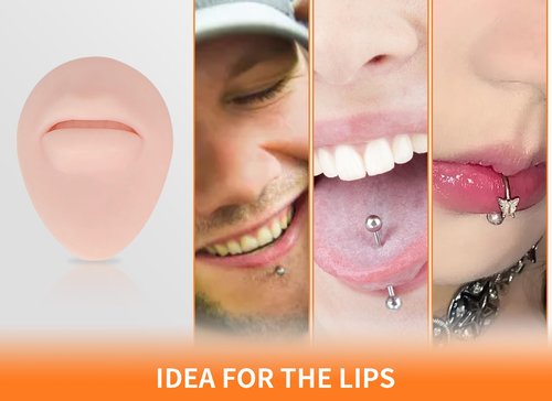 Soft Silicone Flexible Model Body Part Displays Set, Silicone Tongue Mouth Nose Eye Navel Ear Model for Piercing Practice and Jewelry Display Acupuncture Teaching Tool, Education (Light Skin Colour)