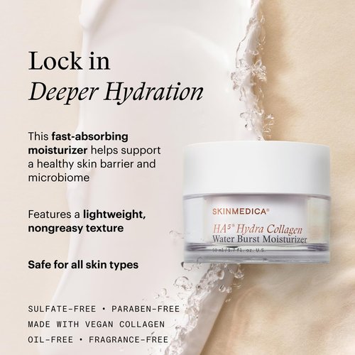SkinMedica HA⁵ Hydra Collagen Water Burst Face Moisturizer - Vegan Collagen Plumping Cream for 24-Hour Hydration (1.7 Fl Oz)